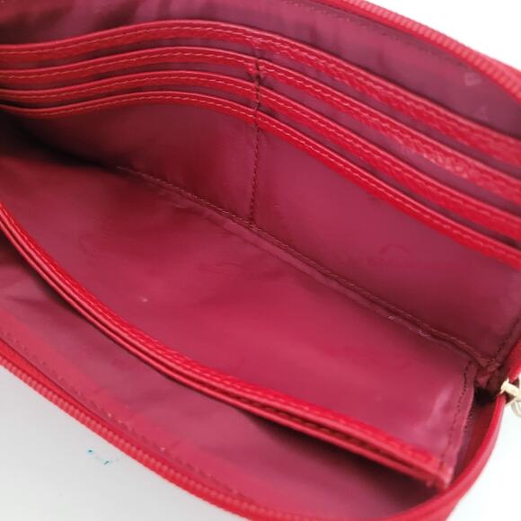 La Bagagerie Shrink Leather Wallet Red Corner Zip Red Geniue Leather Designer - Picture 4 of 10